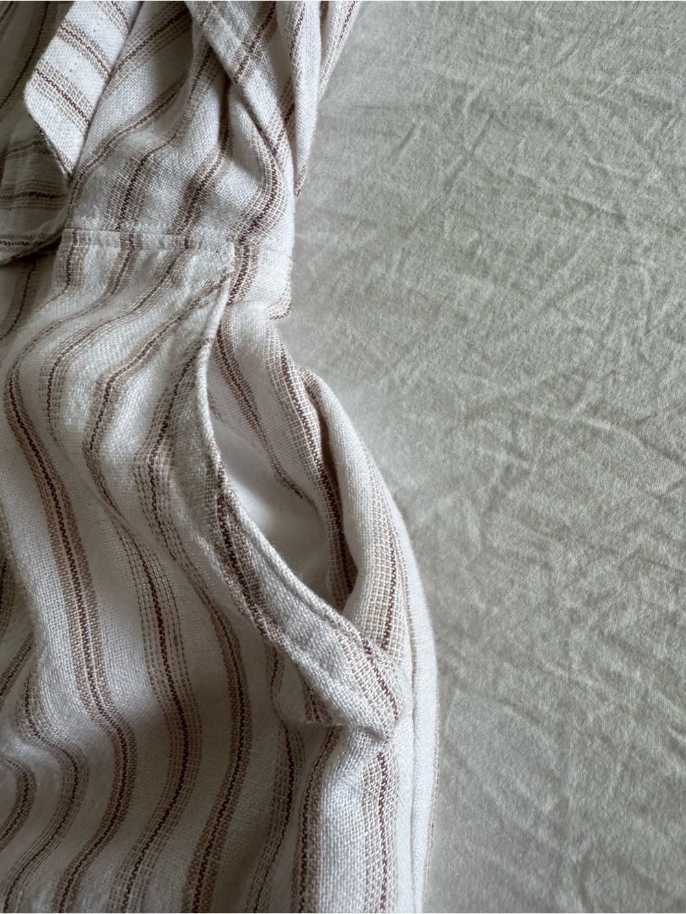 Abercrombie & Fitch Strapless Linen-Blend Striped Wide-Leg Jumpsuit - Picture 5 of 11